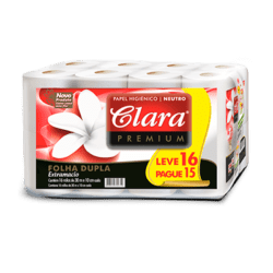 PAPEL HIGIÊNICO CLARA PREMIUM FOLHA DUPLA 30m (16 rolos)