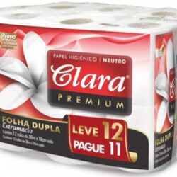 PAPEL HIGIÊNICO CLARA PREMIUM FOLHA DUPLA 30m (12 rolos)