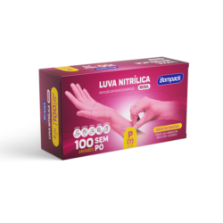 CAIXA LUVA NITRÍLICA ROSA BOMPACK (Tamanho P)