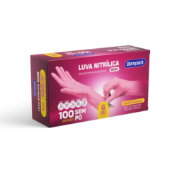 CAIXA LUVA NITRÍLICA ROSA BOMPACK (Tamanho G)