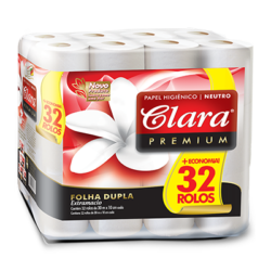 PAPEL HIGIÊNICO CLARA PREMIUM FOLHA DUPLA 30m (32 rolos)